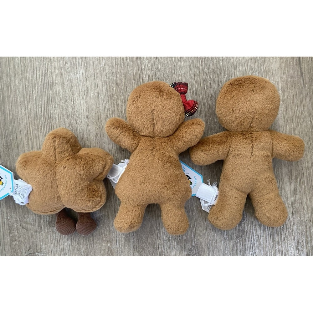 Jellycat GINGERBREAD Star Cookie Christmas Holiday Fred Ruby Lot  AUTHENTIC USA - Picture 2 of 7